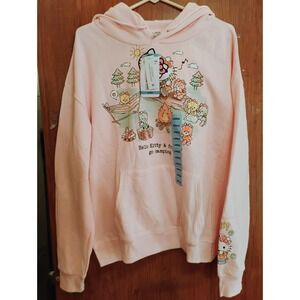 Hello Kitty And Friends Go Camping Hoodie Large Sweatshirt Pink NWT